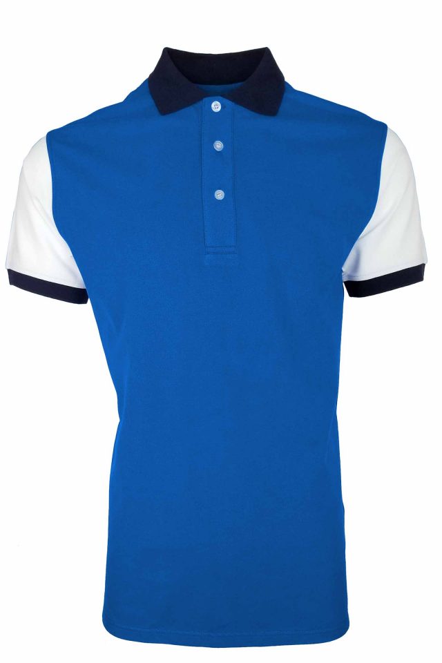 Men's Fusion Pique Polo - Azzure and White - Image 2
