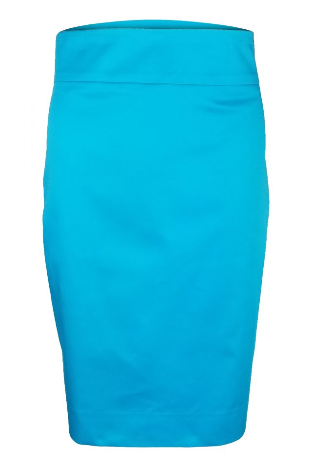 Straight Custom Cotton Skirt - Aqua - Uniform Edit