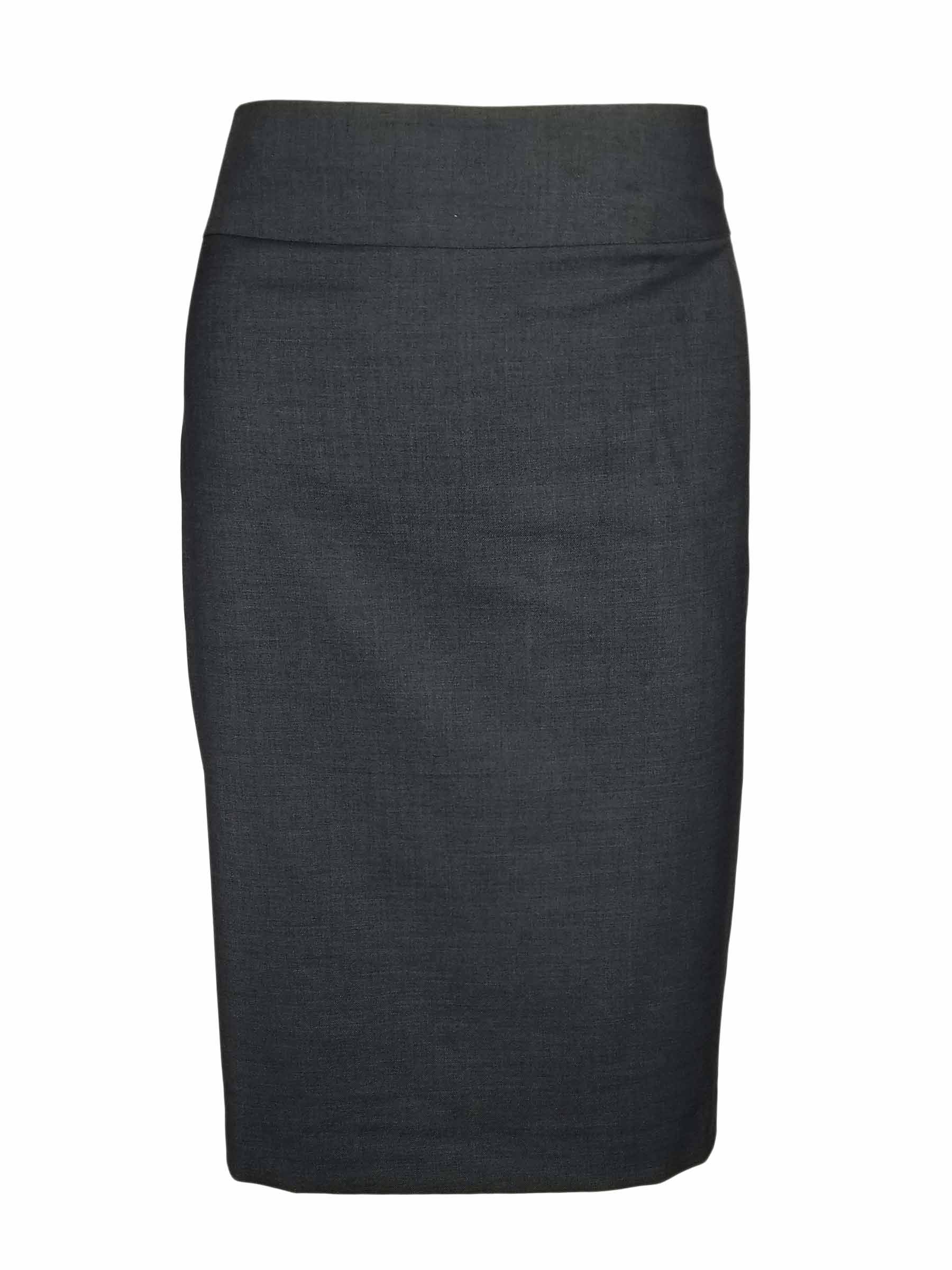 Straight Custom Skirt - Charcoal Wool Blend - Uniform Edit