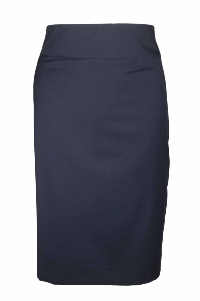 Straight Custom Skirt - Navy Wool Blend - Uniform Edit