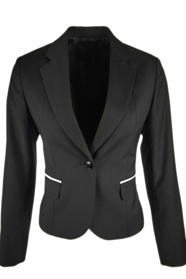 Women's Trim Crop Jacket - Black with White - Uniform Edit