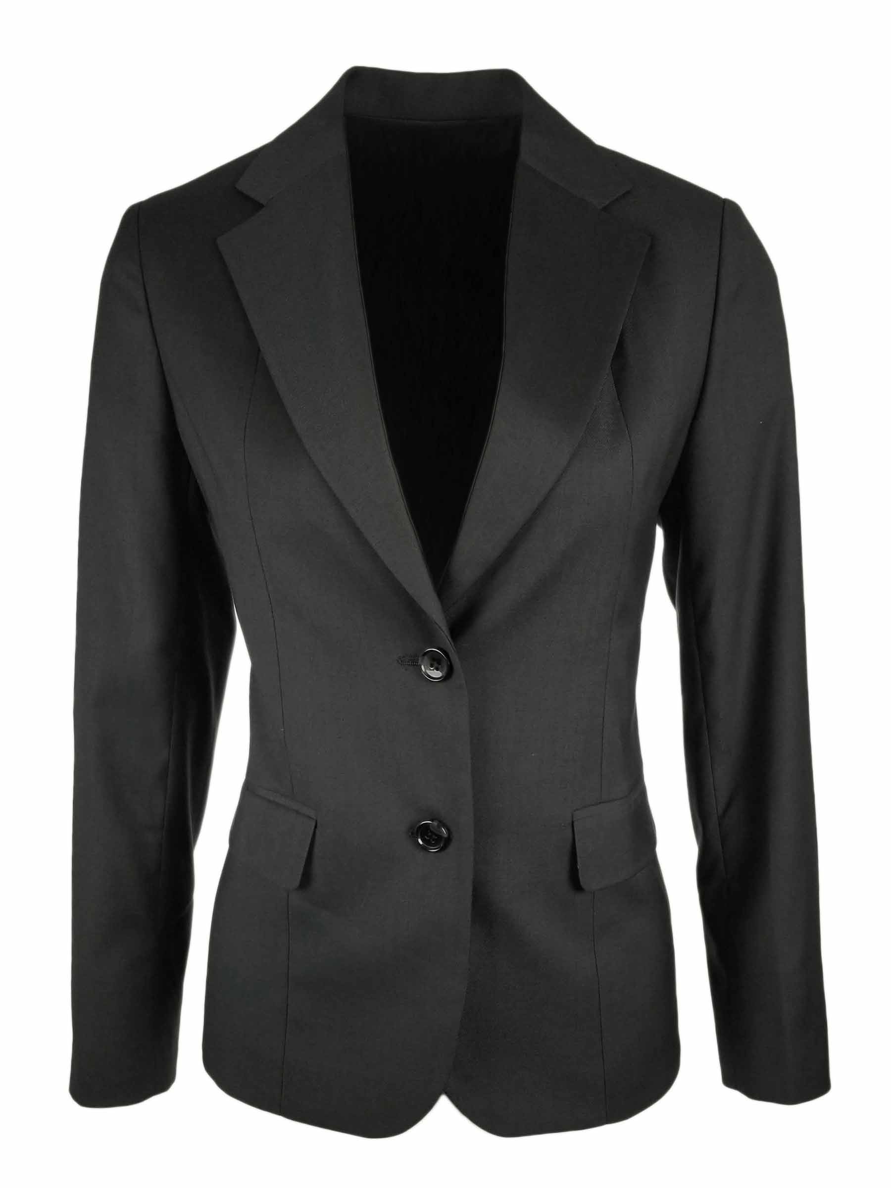 Women's 2 Button Wool Blend Jacket - Black - Uniform Edit