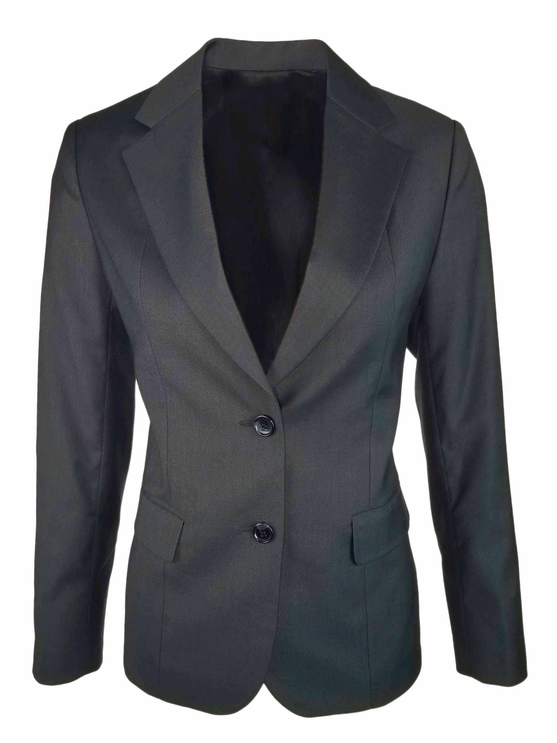Women's 2 Button Wool Blend Jacket - Charcoal - Uniform Edit