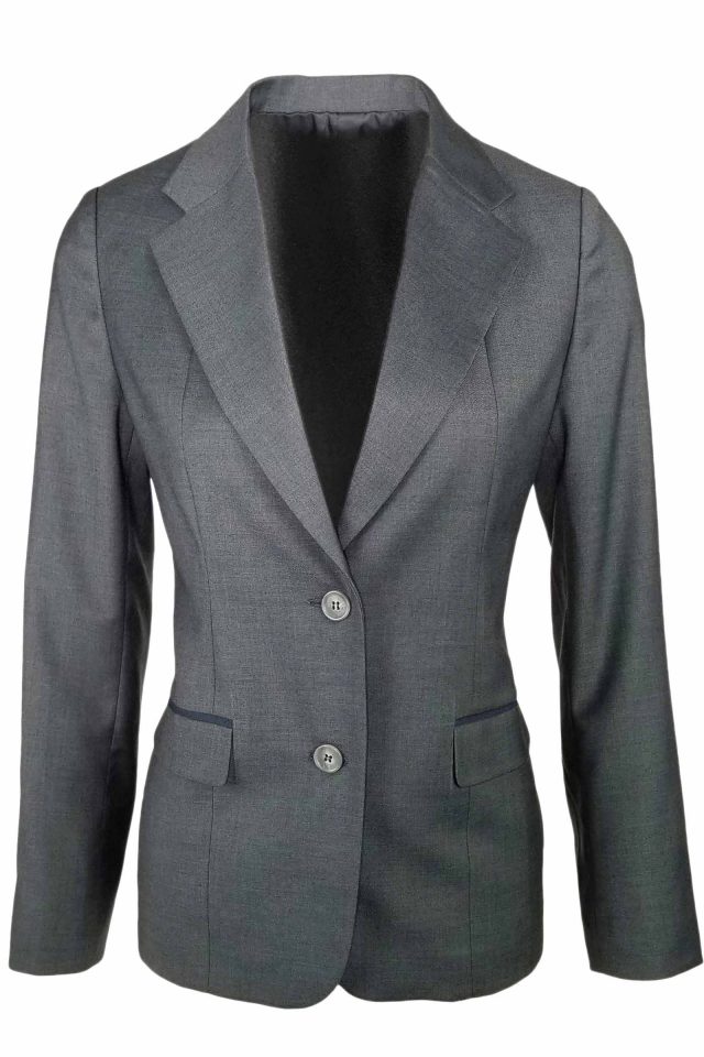 Women's Trim Jacket - Light Grey with Navy