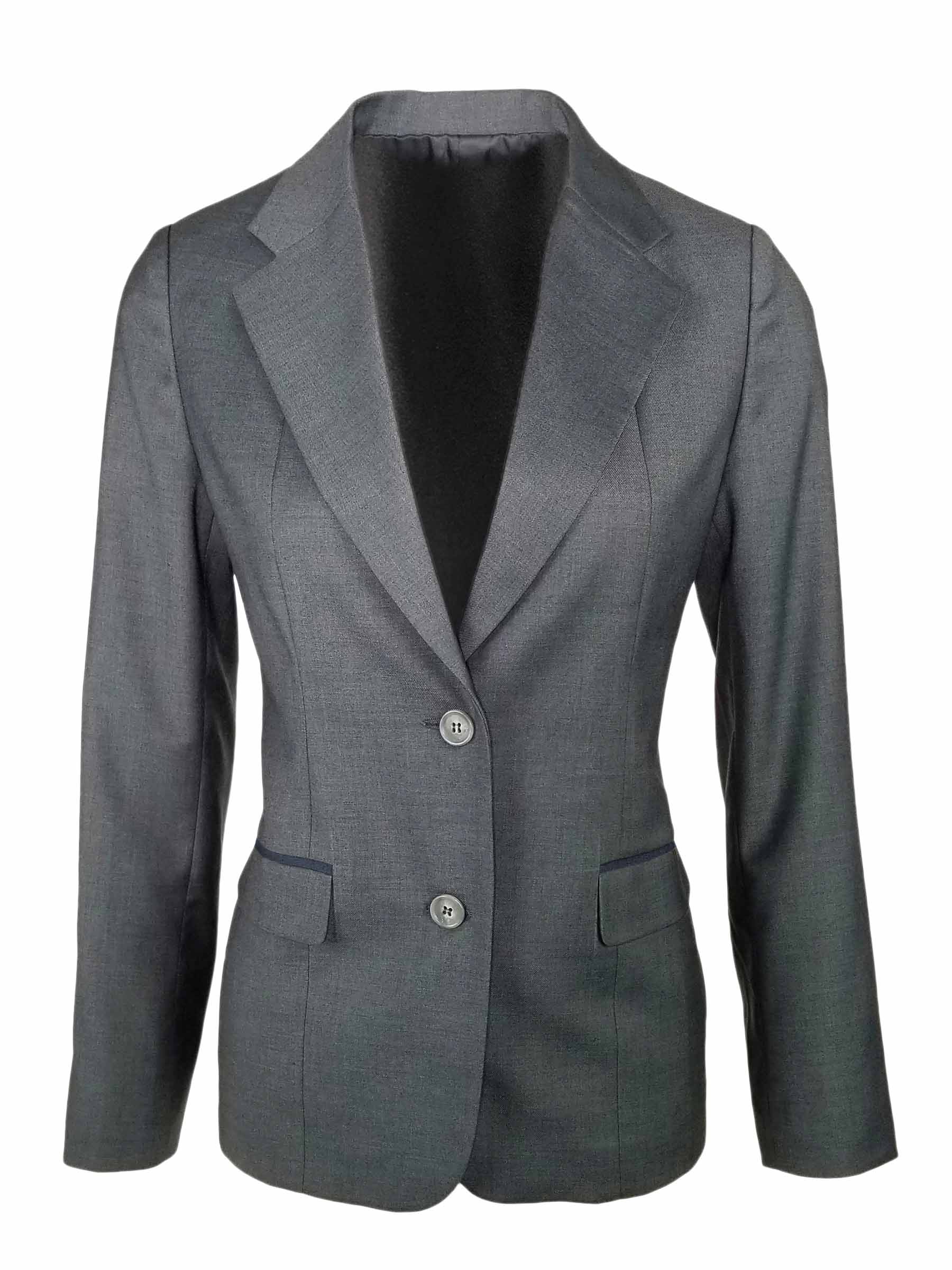 Women's Trim Jacket - Light Grey with Navy - Uniform Edit