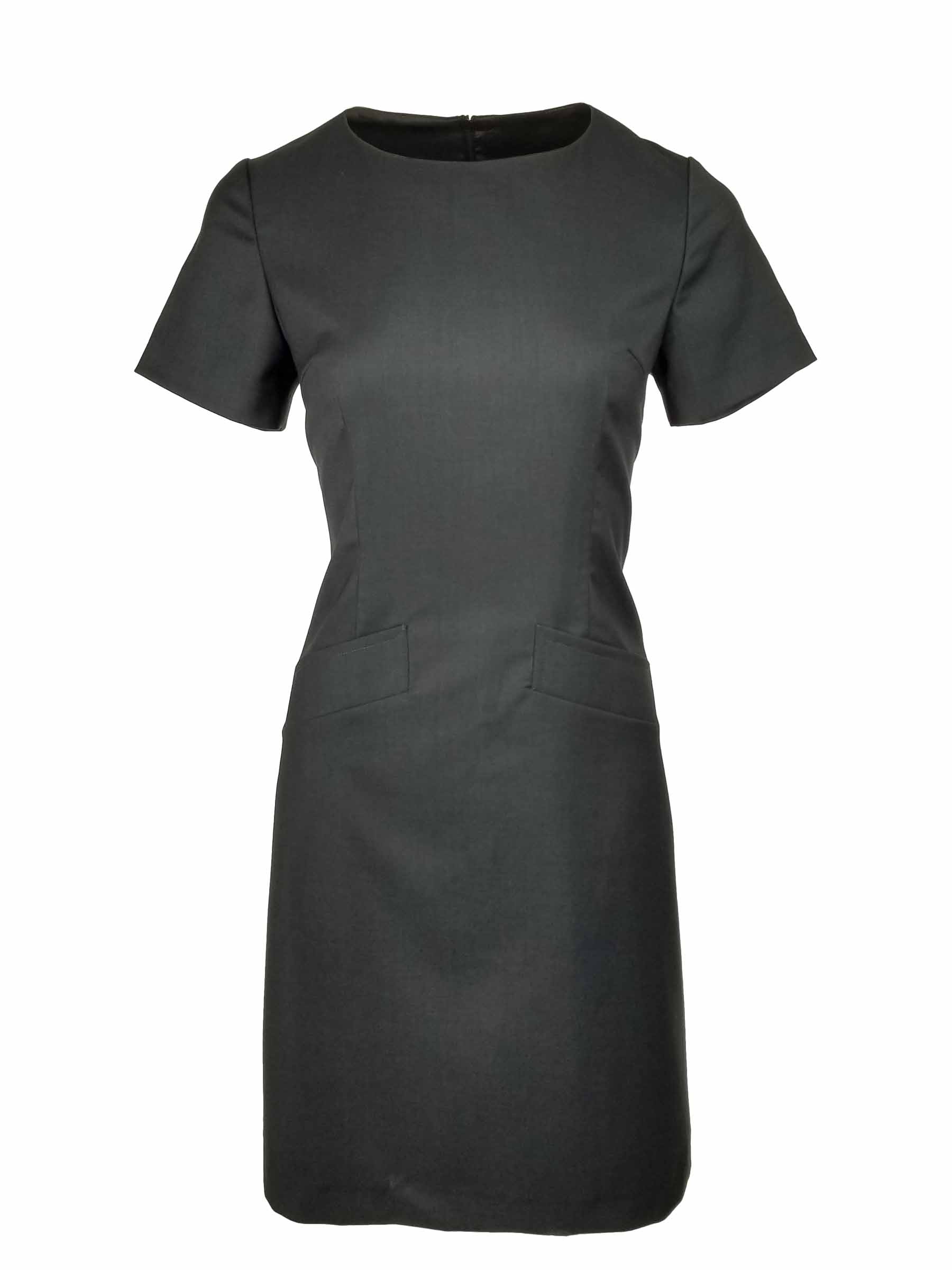 Giorga Short Sleeve A-Line Dress - Charcoal - Uniform Edit