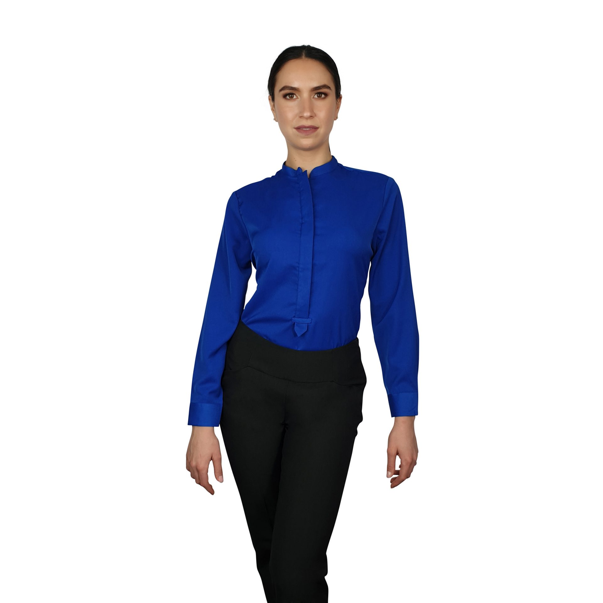 Francesca Mandarin Collar Blouse - Royal Long Sleeve - Uniform Edit