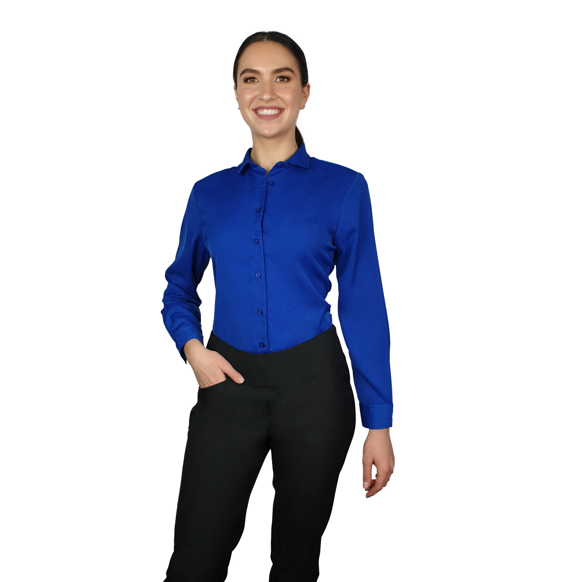Francesca Collared Blouse - Royal Long Sleeve - Uniform Edit