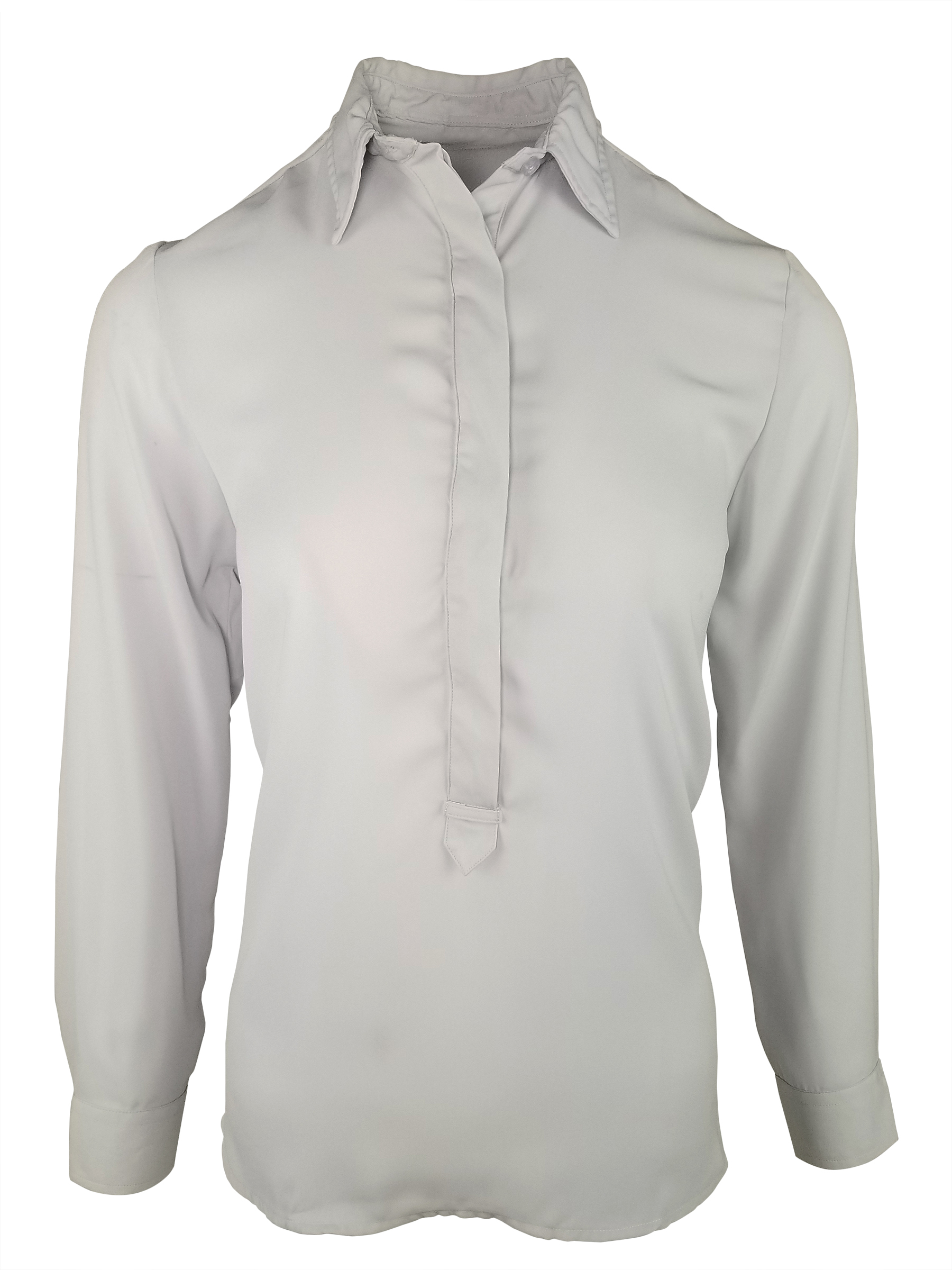 Francesca Collared Blouse - Light-Grey Long Sleeve | Uniform Edit