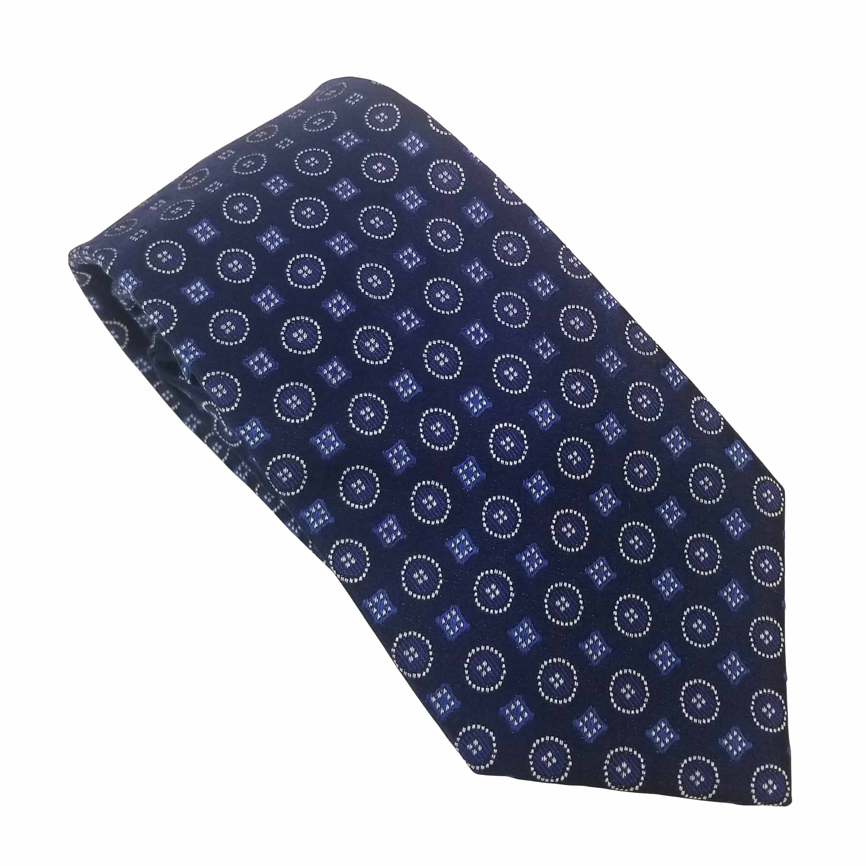 Uniform Tie Navy With Round And Square Mini Patterns - Uniform Edit