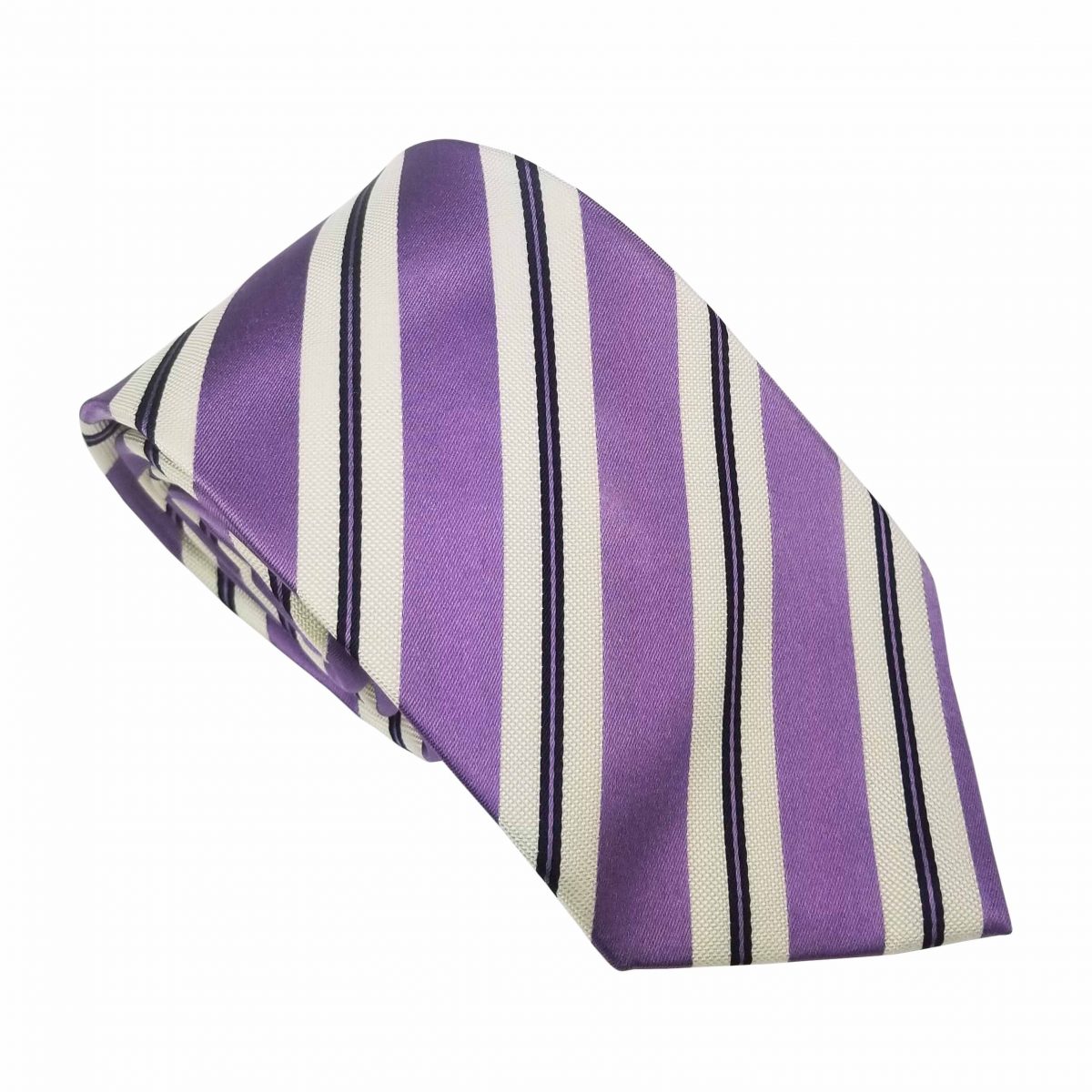 Uniform Tie Purple With Diagonal White Navy Stripe - Uniform Edit