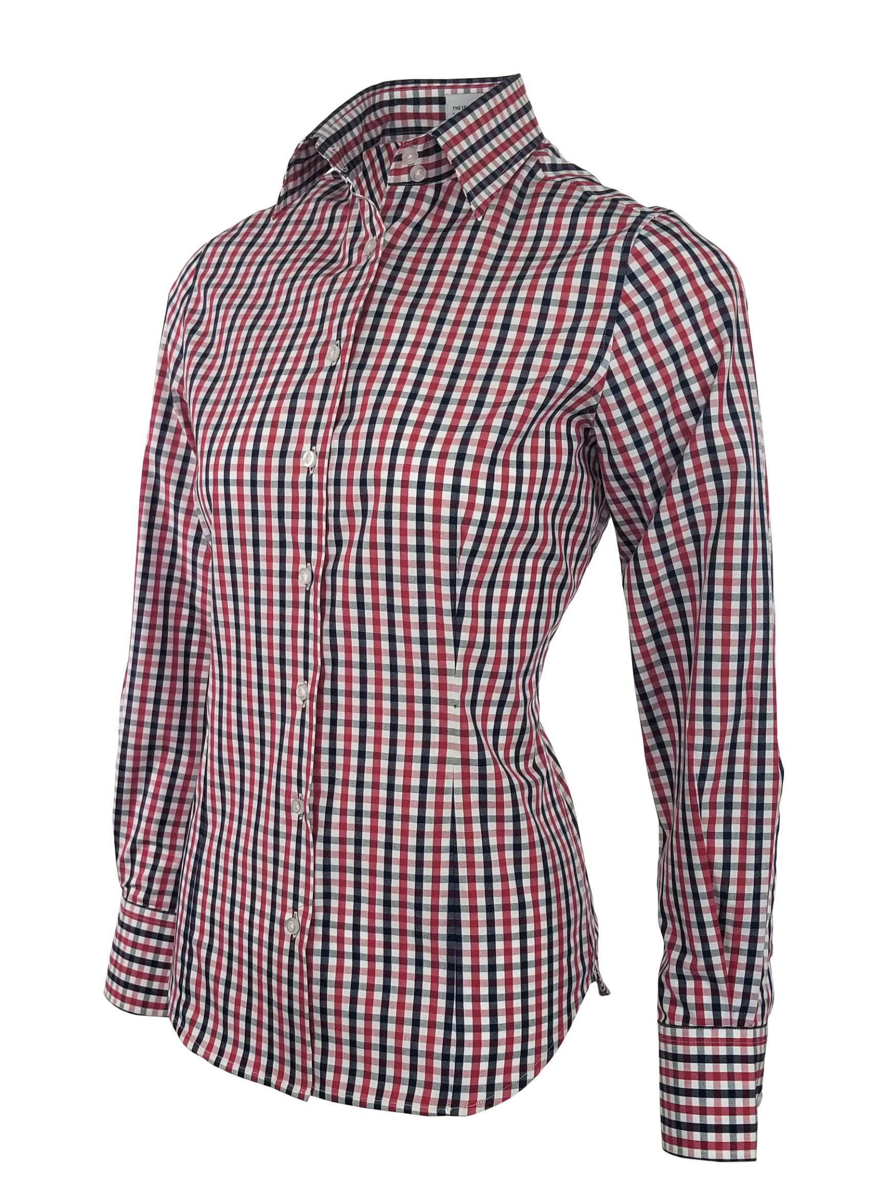 Women's Be Bold Shirt - Red Navy Check Long Sleeve - Uniform Edit