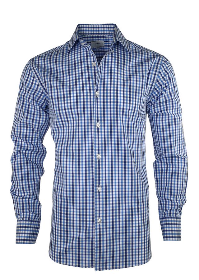 Men's Be Bold Shirt - Blue Navy Check Long Sleeve - Uniform Edit