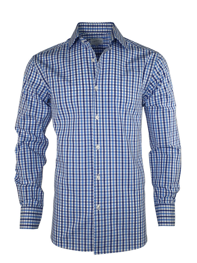 Men's Be Bold Shirt - Blue Navy Check Long Sleeve - Uniform Edit