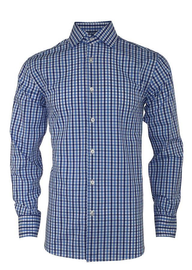 Men's Be Bold Shirt - Blue Navy Check Long Sleeve - Uniform Edit