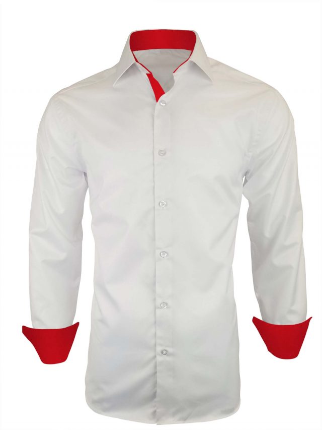 Men's White with Red PC Contrast Shirt 