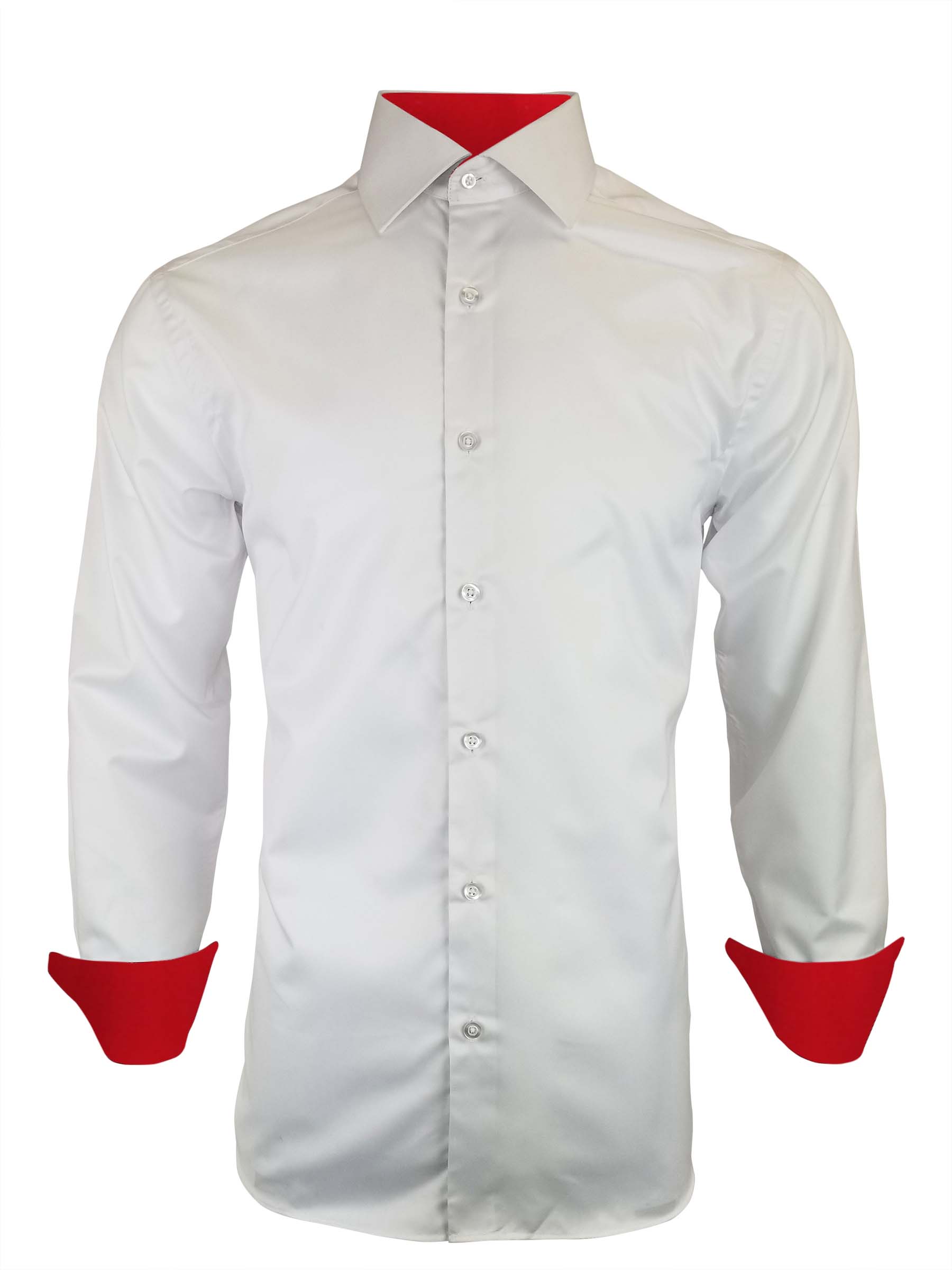 Men's White with Red PC Contrast Shirt - Long Sleeve - Uniform Edit
