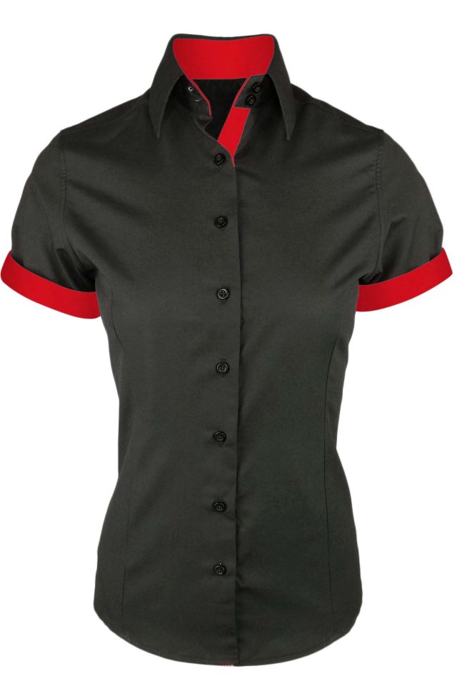 Women's Black with Red PC Contrast - Short Sleeve