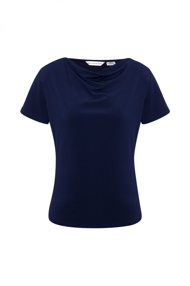 Corporate Work Top | Ava Drape Knit Top | Ava Drape Top - Midnight Blue ...