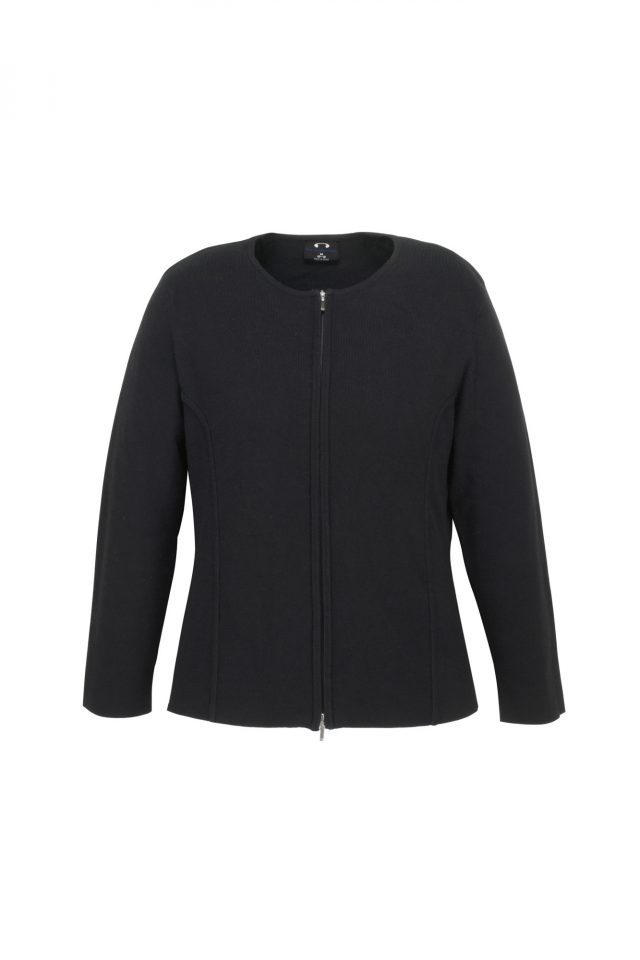 Ladies 2-Way Zip Cardigan Black