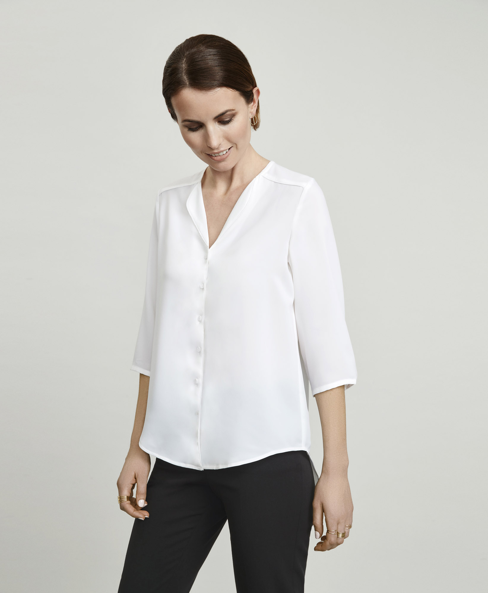 Lily Longline Blouse - White - Uniform Edit