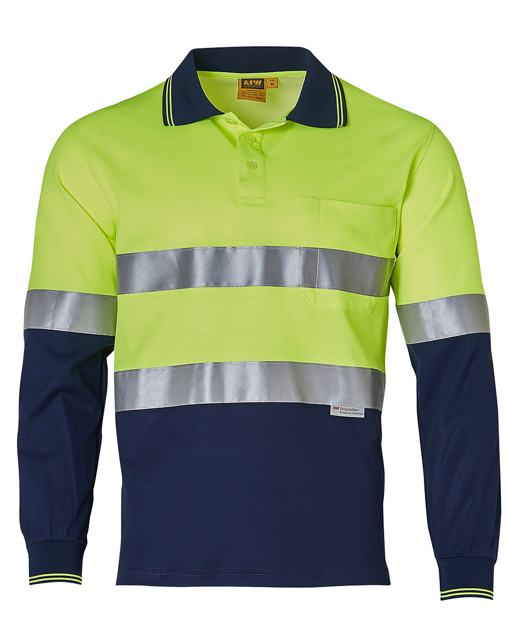 Hi Vis Long Sleeve Polo | Hi Vis Yellow Polo | MensCooldry Hi-Vis Long ...