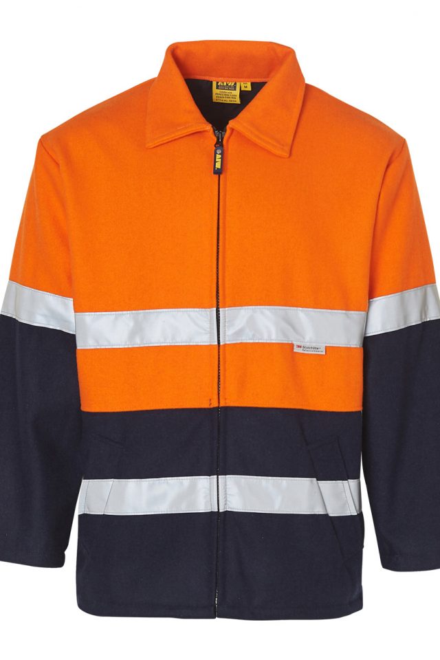 Mens Hi Vis Two-Tone Safety Jacket with Reflective Tape Orange