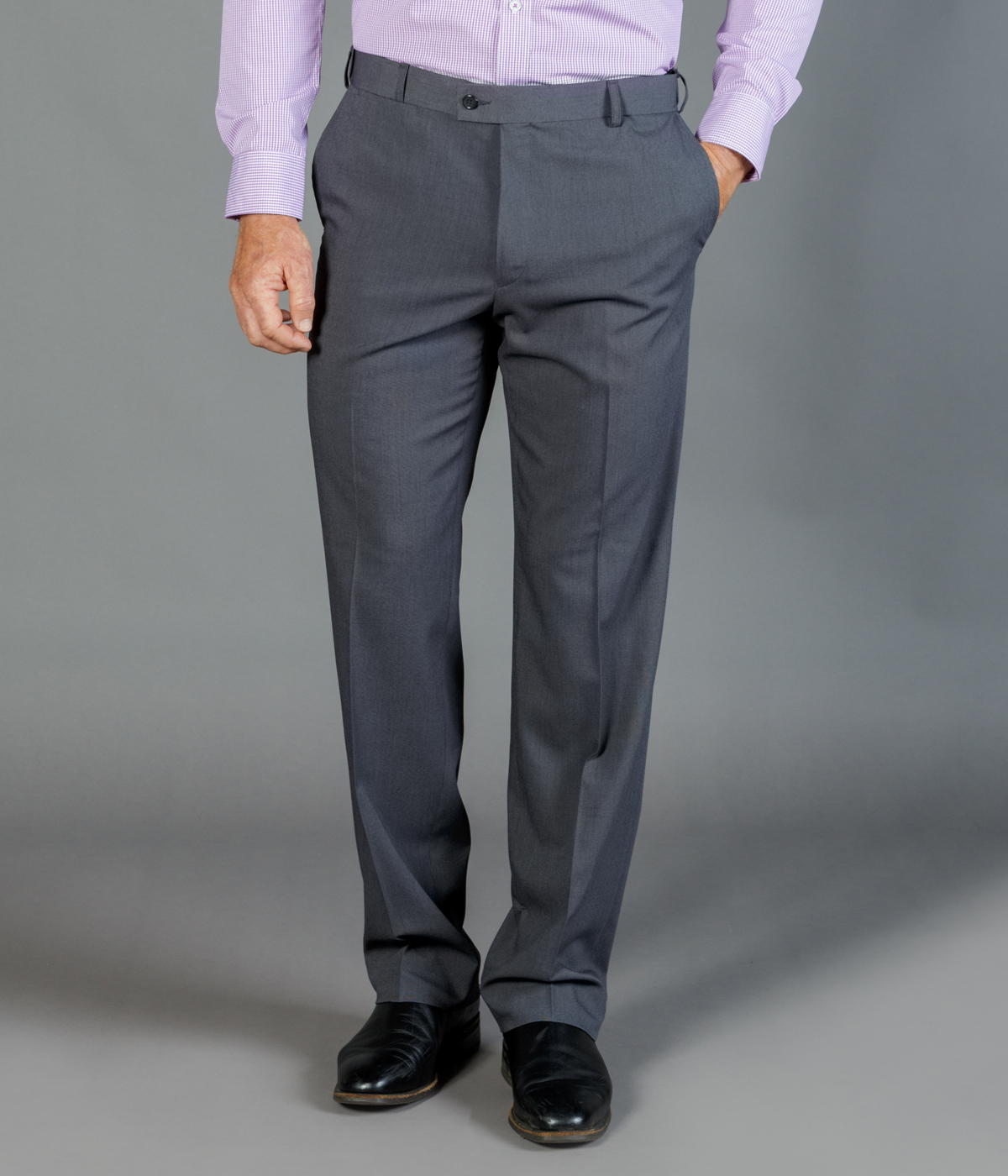 Mens Elliot Flat Front Trouser - Grey - Uniform Edit