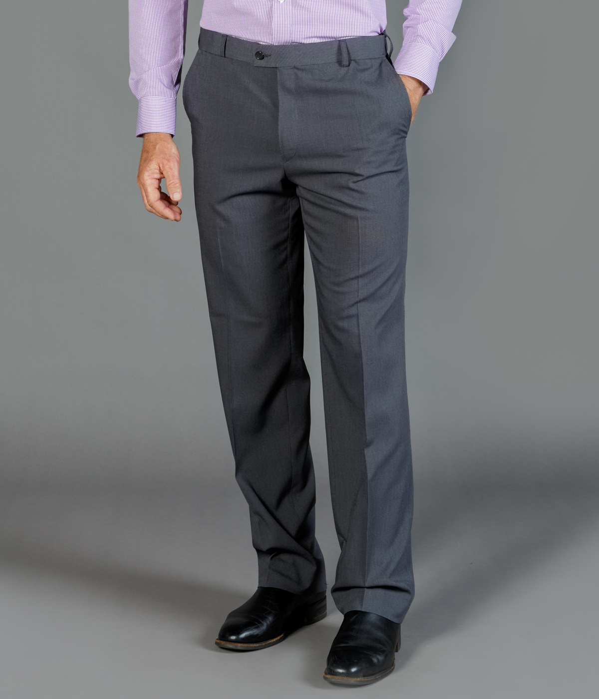 Mens Elliot Flat Front Trouser - Grey - Uniform Edit