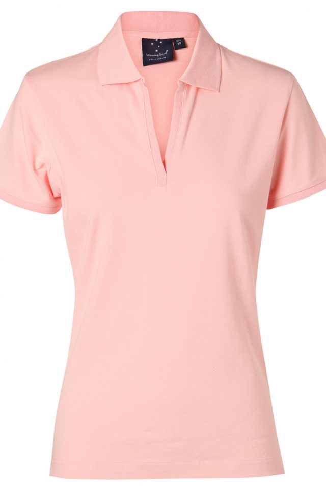 Women's Longbeach Cotton Short Sleeve Polo - Light Pink - Uniform Edit