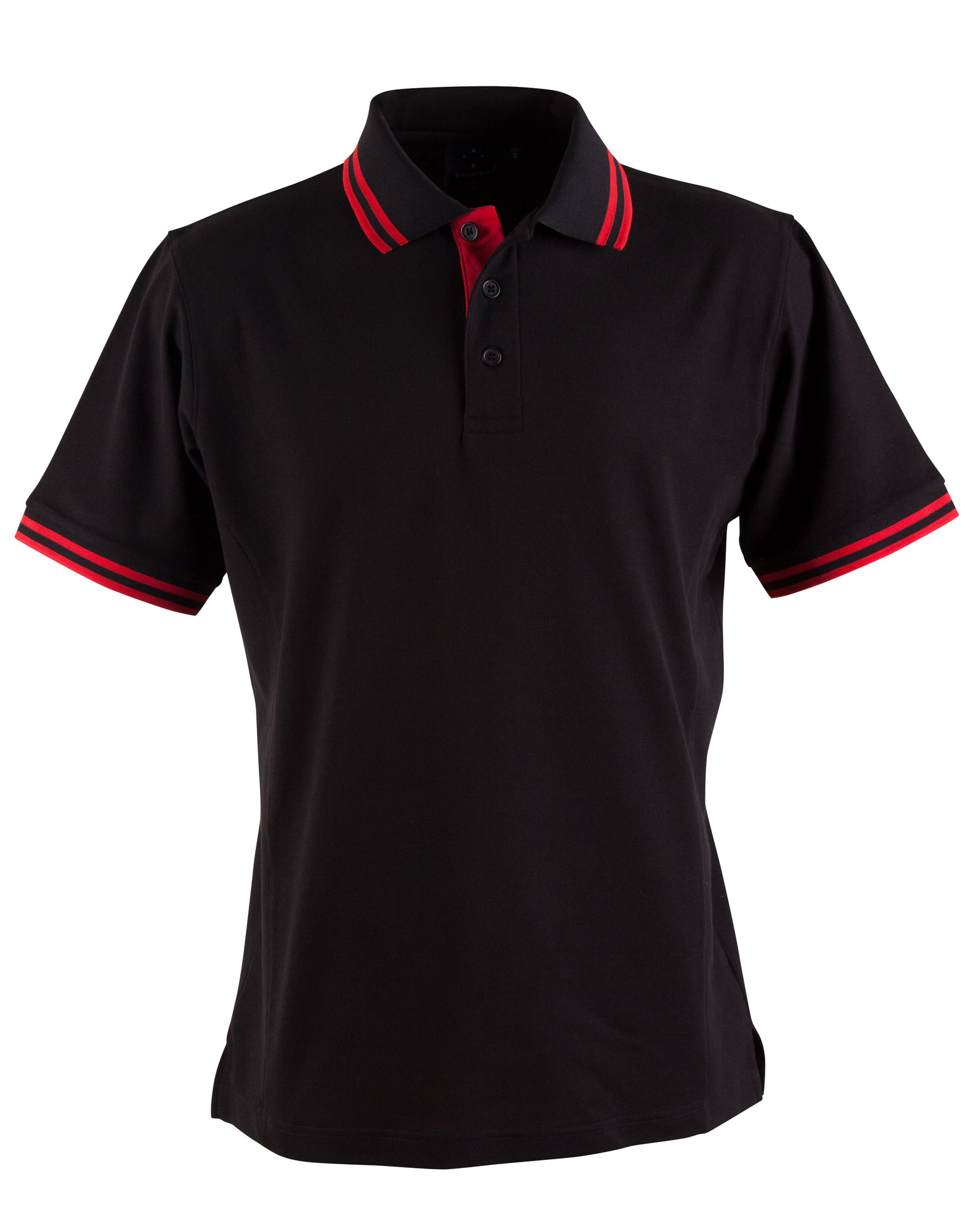 Men's and Women's Grace TrueDry Pique Short Sleeve Polo - Black and Red