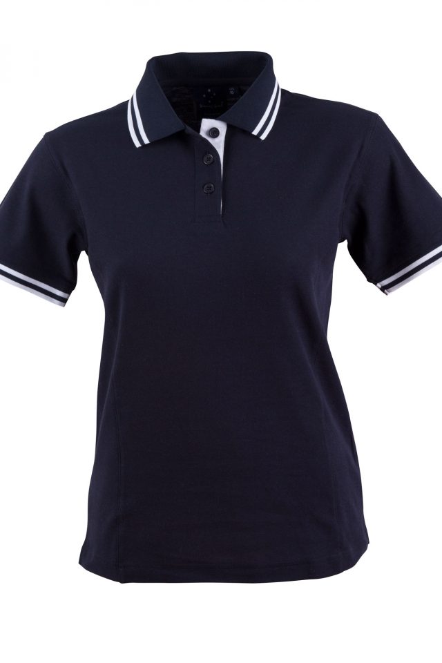 Women's Grace TrueDry Pique Short Sleeve Polo - Navy and White