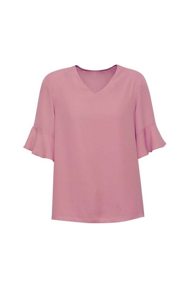 Aria Blouse - Dusty Rose Fluted Sleeve - Uniform Edit