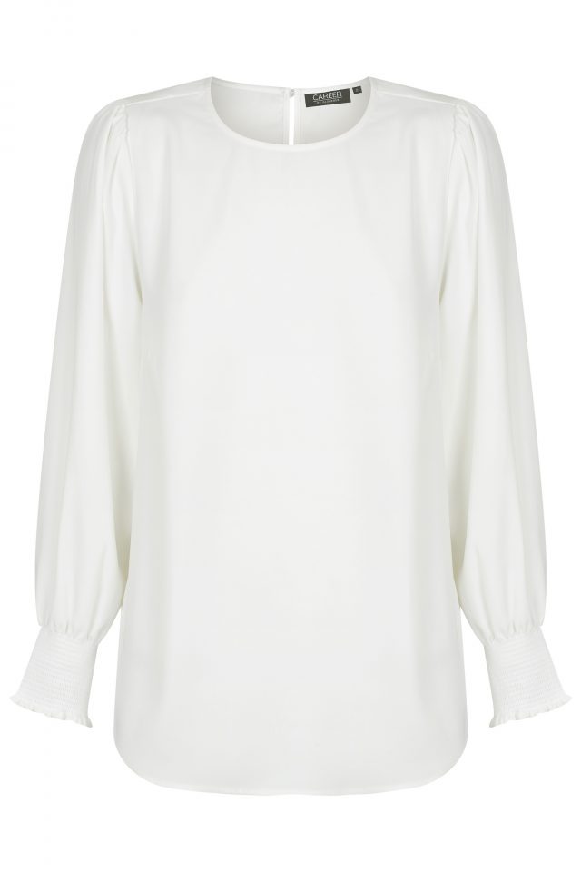 Freya Blouse - Shirred Cuff Soft Top Ivory - Uniform Edit