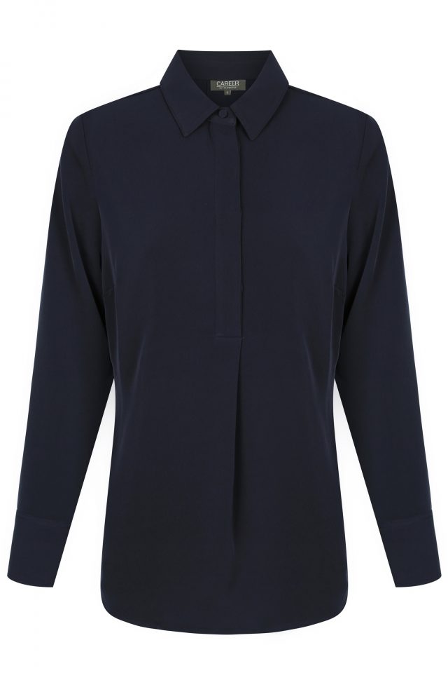 Quinn Blouse - Long Sleeve Soft Top Navy