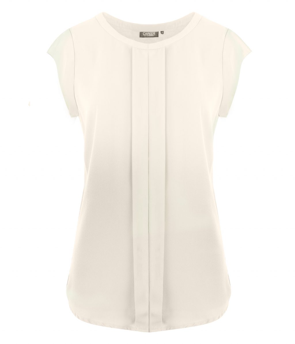 Mackenzie Blouse - Box Pleat Cap Sleeve Top Ivory - Uniform Edit