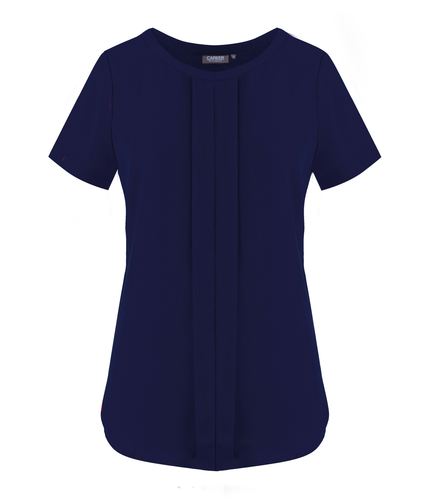 Harper Blouse - Box Pleat Short Sleeve Top Navy - Uniform Edit