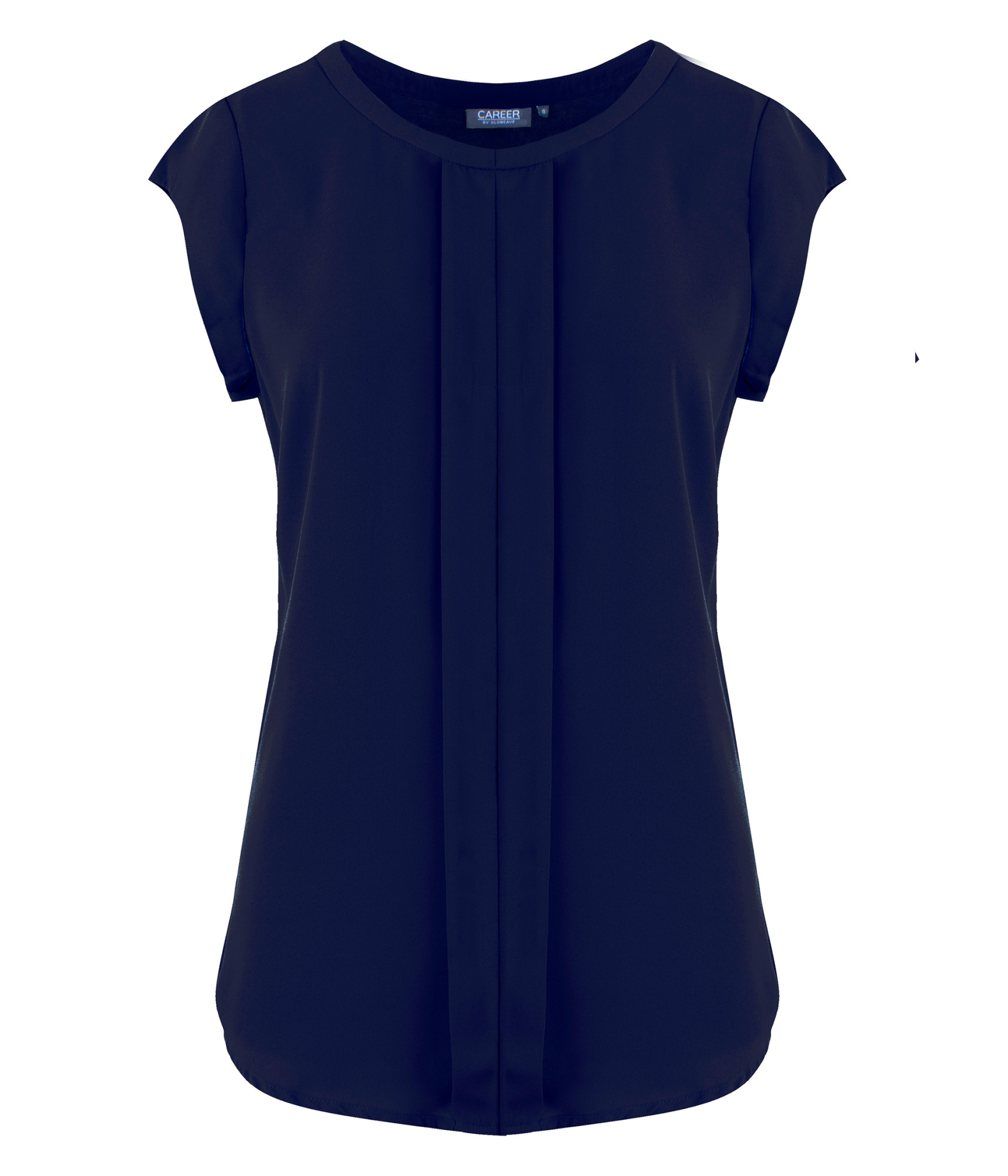 Mackenzie Blouse - Box Pleat Cap Sleeve Top Navy - Uniform Edit