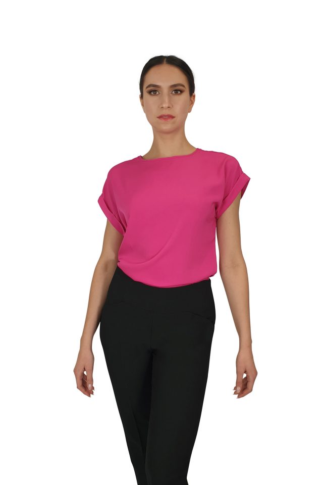 Roma Round Neck Blouse - Hot Pink - Uniform Edit