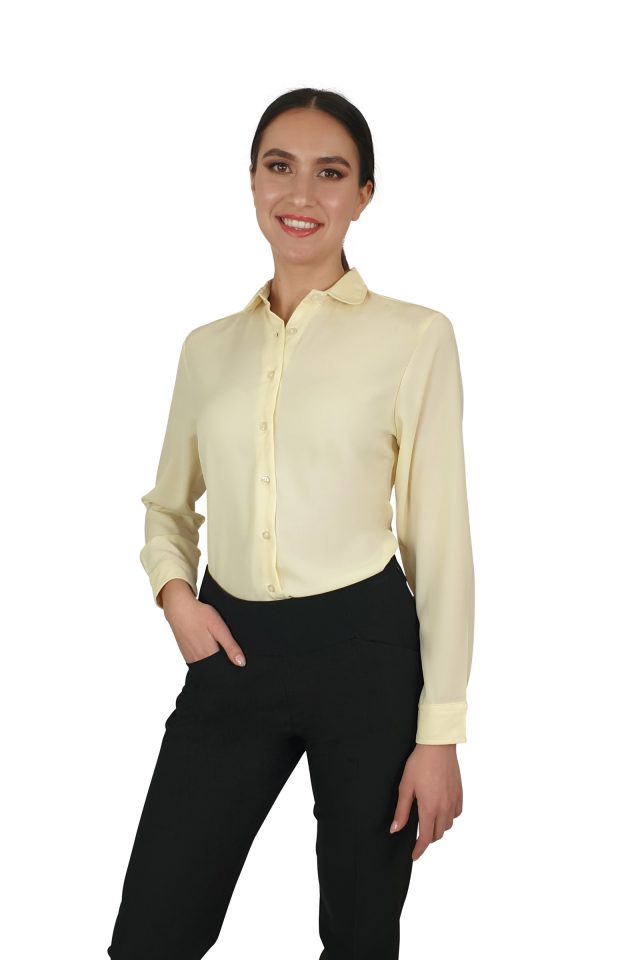 Francesca Collared Blouse - Lemon Crème Long Sleeve