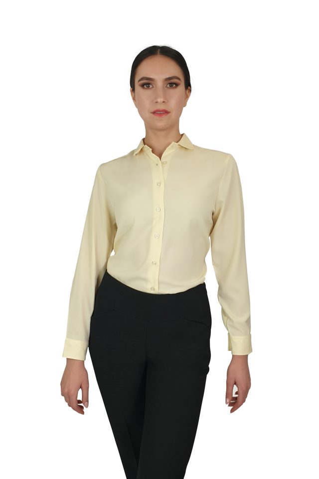 Francesca Collared Blouse - Lemon Crème Long Sleeve - Image 2