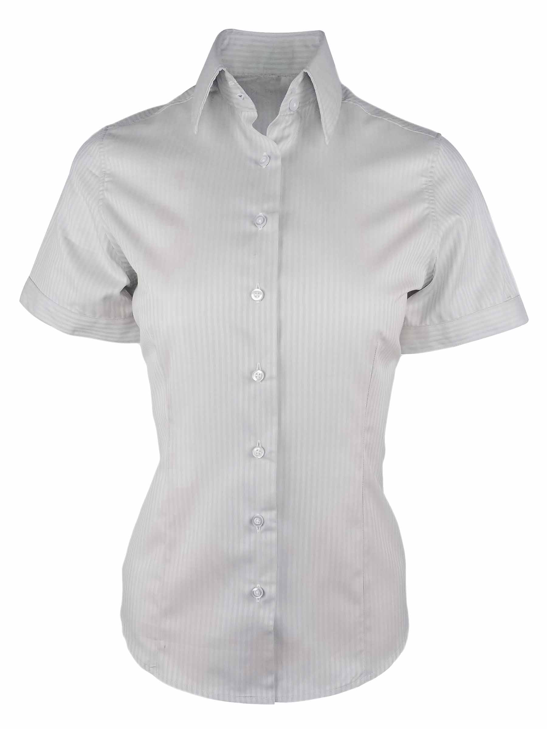 Women's Franc Shirt - Grey Self Stripe Short Sleeve - Uniform Edit