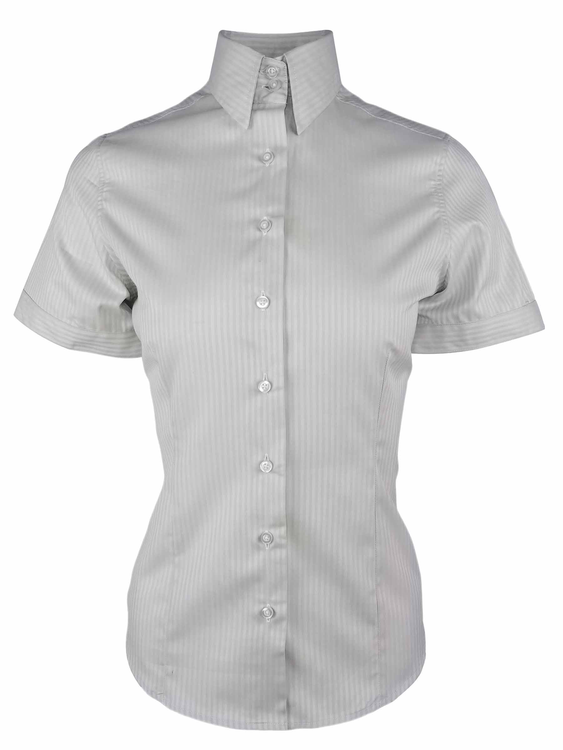 Women's Franc Shirt - Grey Self Stripe Short Sleeve - Uniform Edit