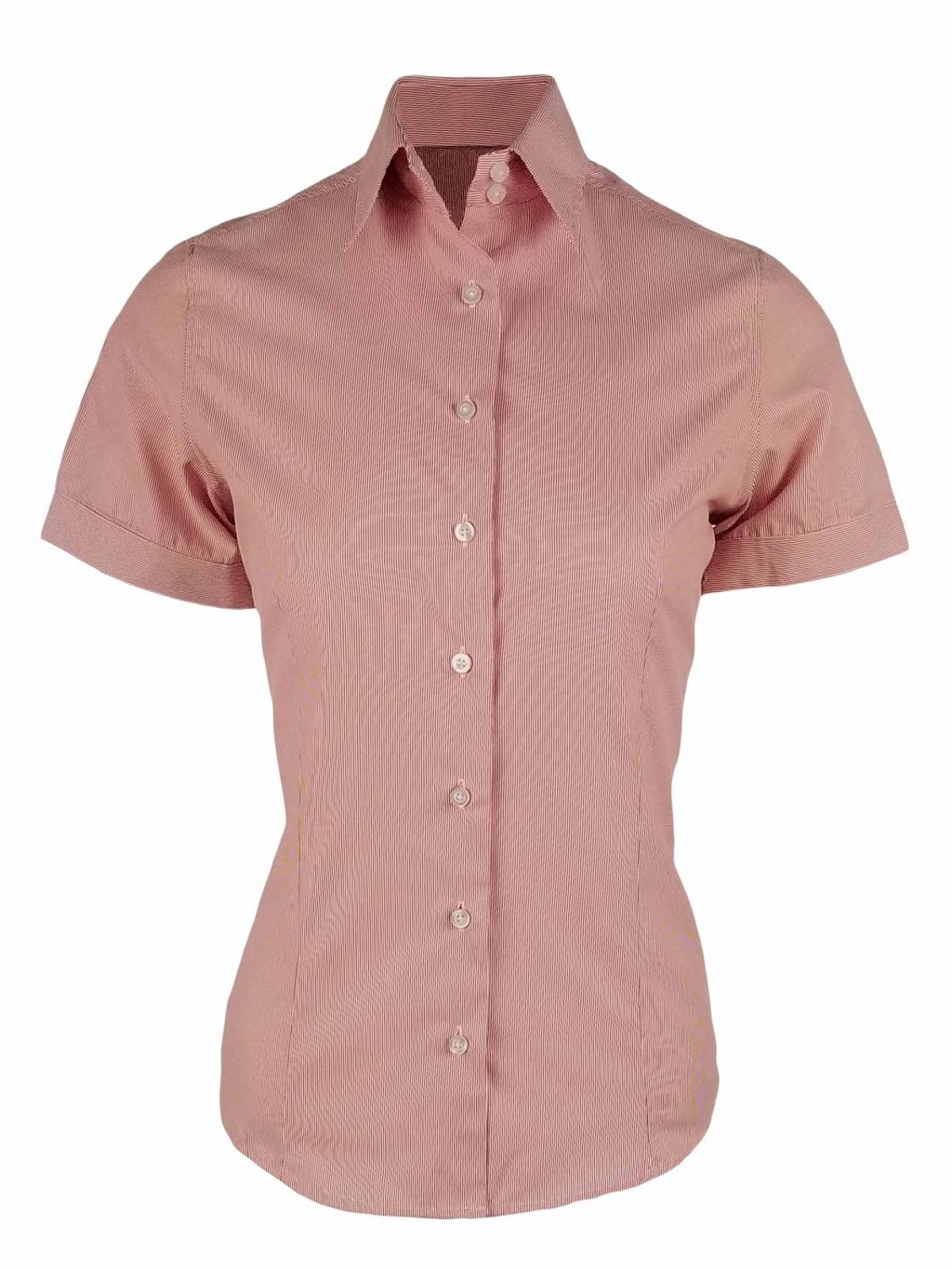 Women's Frankie Shirt Red Fine Stripe Short Sleeve Uniform Edit