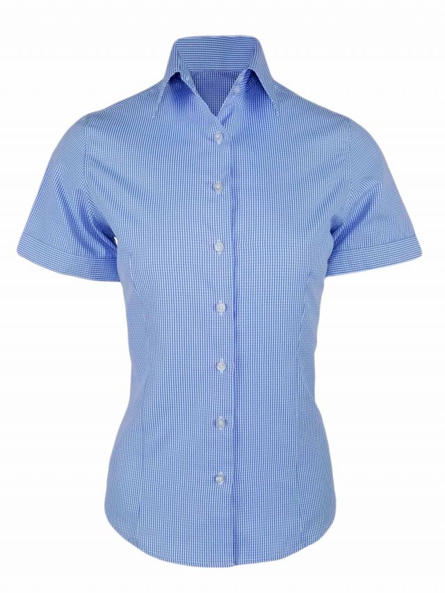 Blue Mini Gingham Check Shirt Short 