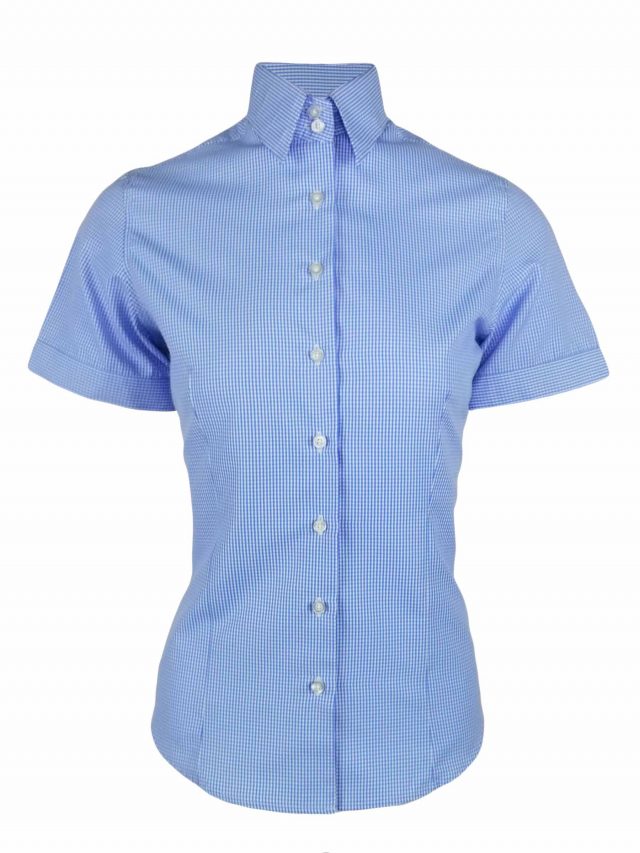 Blue Mini Gingham Check Shirt Short 