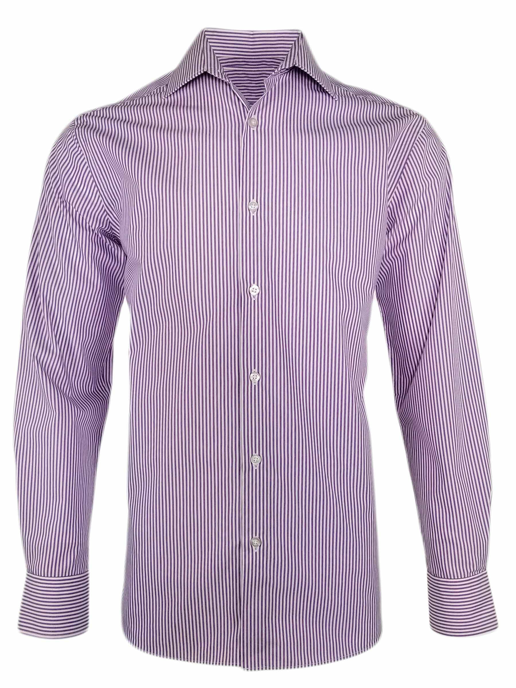 Men's Milan Shirt - Purple and White Stripe Long Sleeve - Uniform Edit