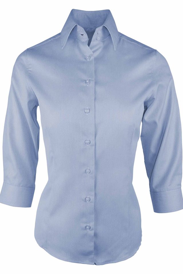 Women's Offices Choice - Blue Self Stripe Three Quarter