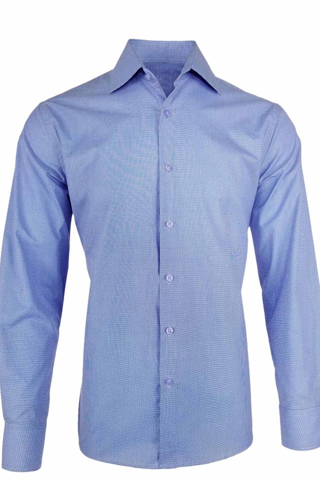 Men's Paris Shirt - Blue Micro Check Long Sleeve