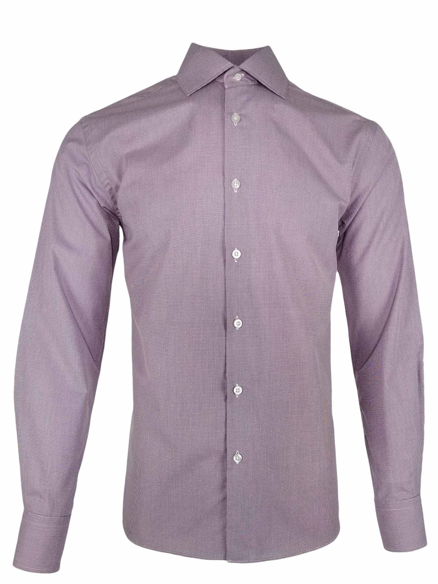 Men's Paris Shirt - Purple Micro Check Long Sleeve - Uniform Edit